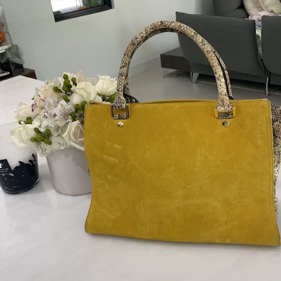 Suede And Faux Python Handbag - Picture 2 of 5